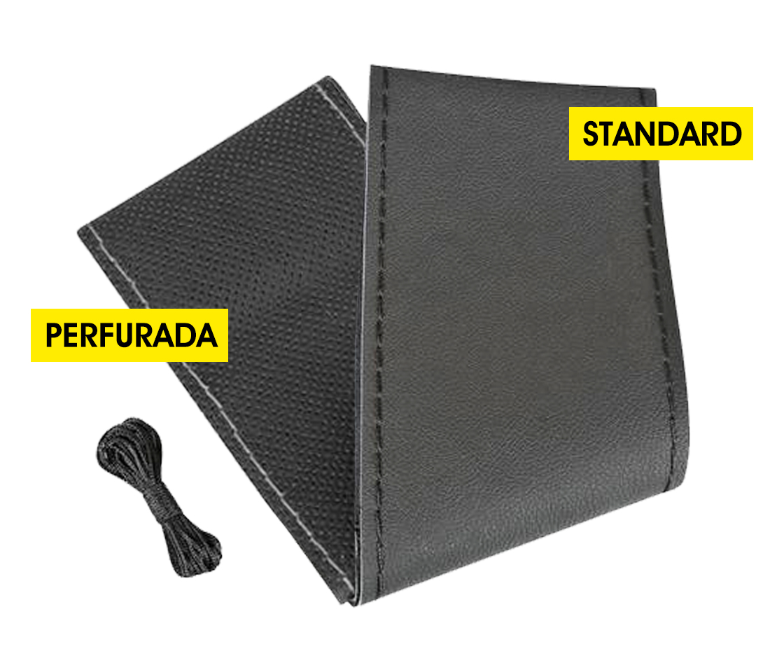 CAPA / PROTEÇÃO DE VOLANTE CARRO PELE STANDARD PERFURADA PRETA