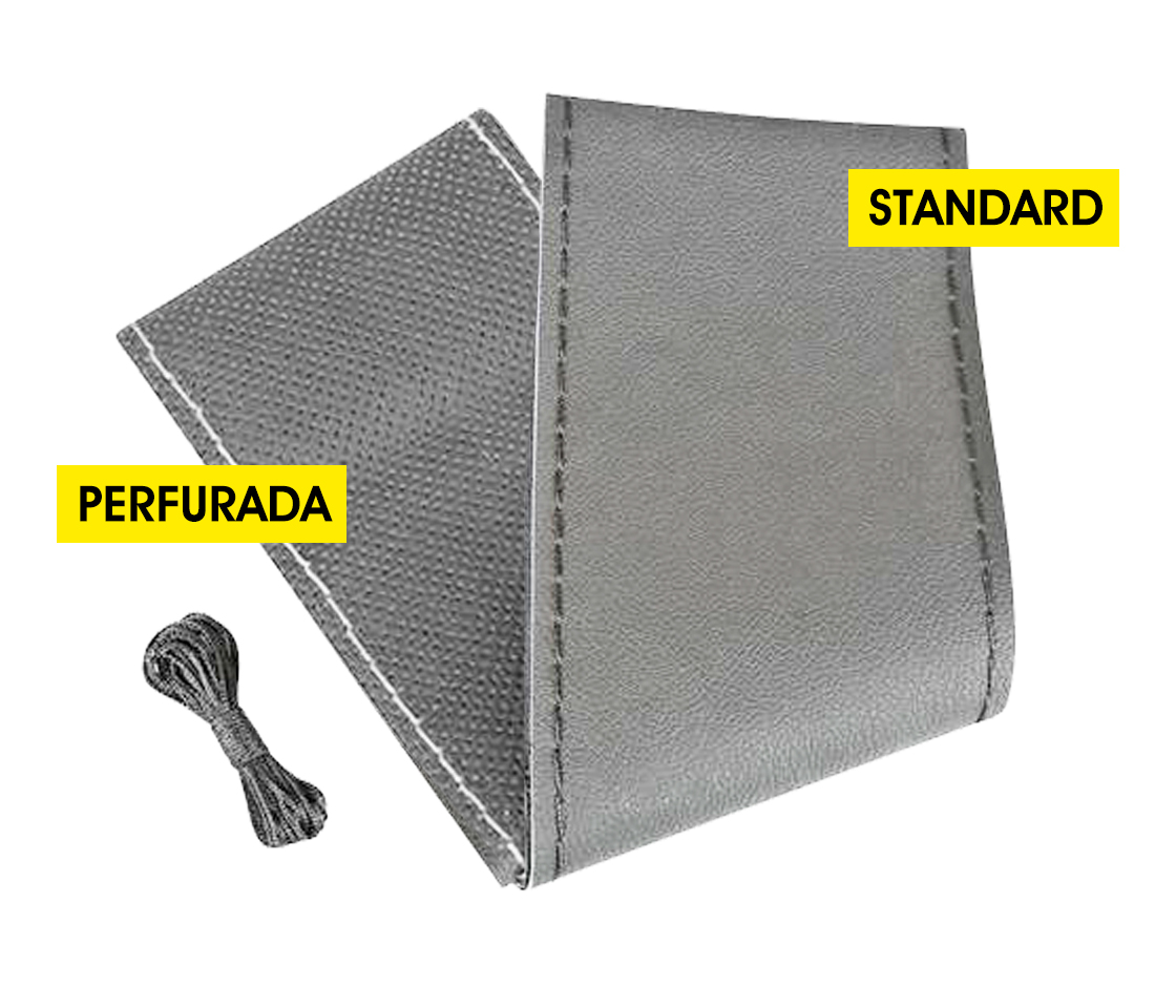 CAPA / PROTEÇÃO DE VOLANTE CARRO PELE STANDARD PERFURADA CINZA