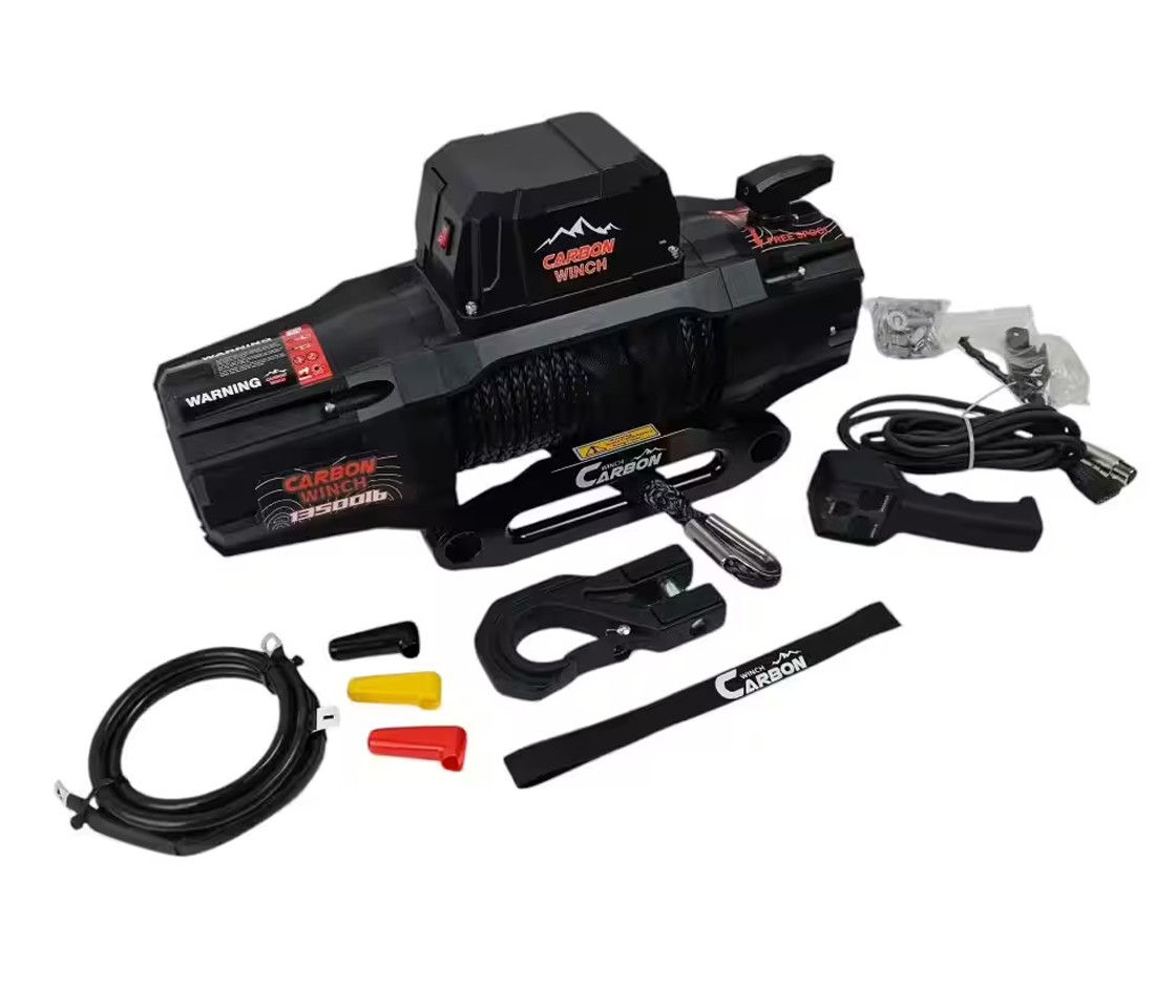 GUINCHO ELÉTRICO 4X4 CARBON WINCH 13500LB / 6126KG 12V CABO SINTÉTICO ZTI CARBONO