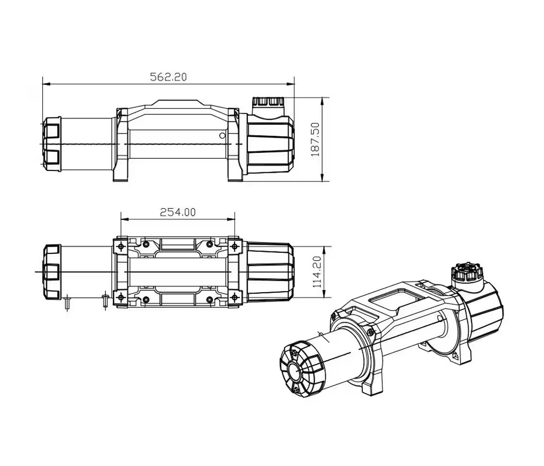 GUINCHO ELÉTRICO 4X4 CARBON WINCH 12000LB / 5448KG 12V CABO SINTÉTICO DUAL EXTREME