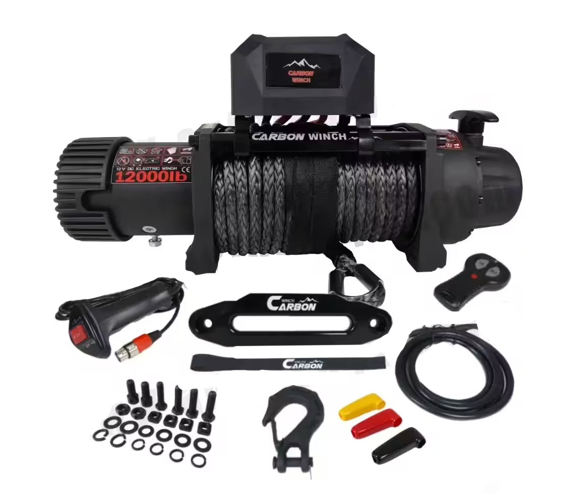 GUINCHO ELÉTRICO 4X4 CARBON WINCH 12000LB / 5448KG 12V CABO SINTÉTICO