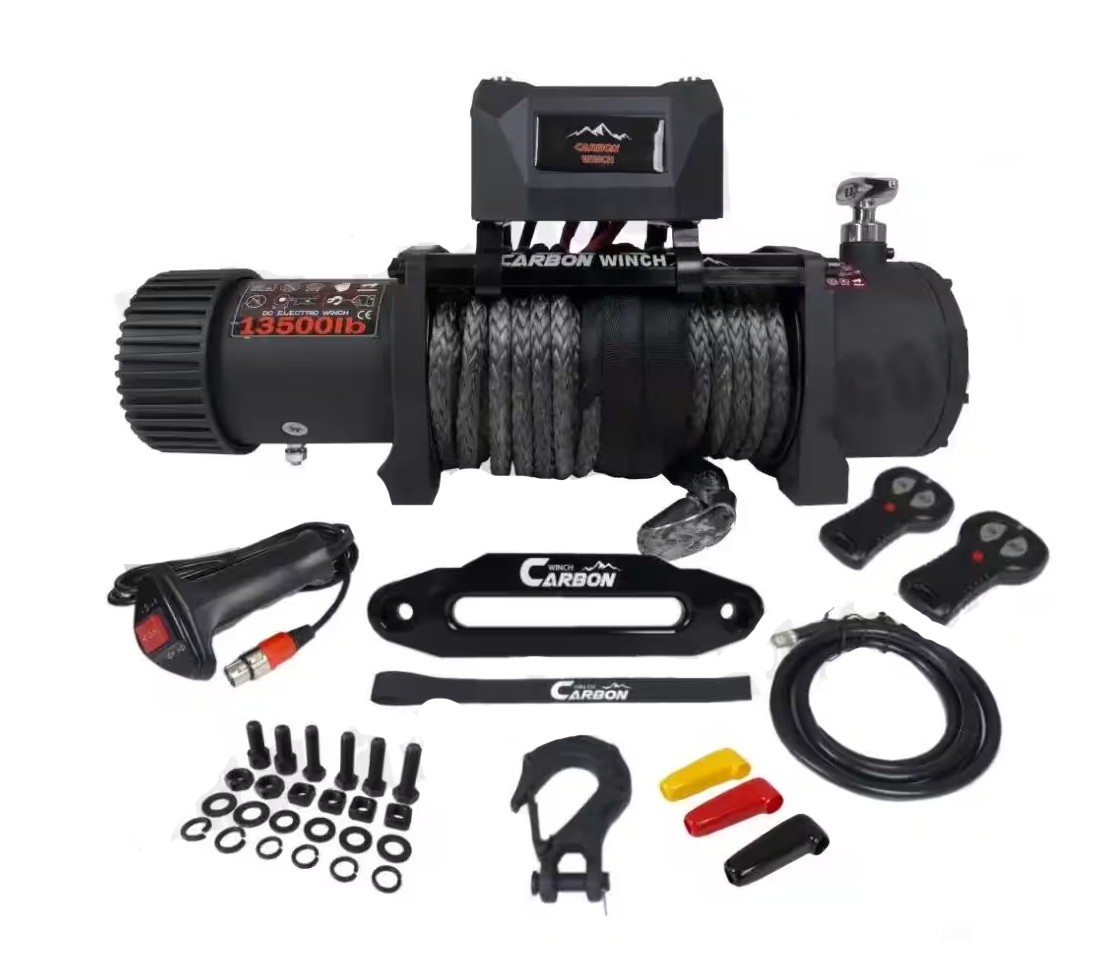 GUINCHO ELÉTRICO 4X4 CARBON WINCH 13500LB / 6126KG 24V CABO SINTÉTICO LBS GUINCHO ELÉTRICO 4X4 CARBON WINCH 13500LB / 6126KG 24V CABO SINTÉTICO LBS