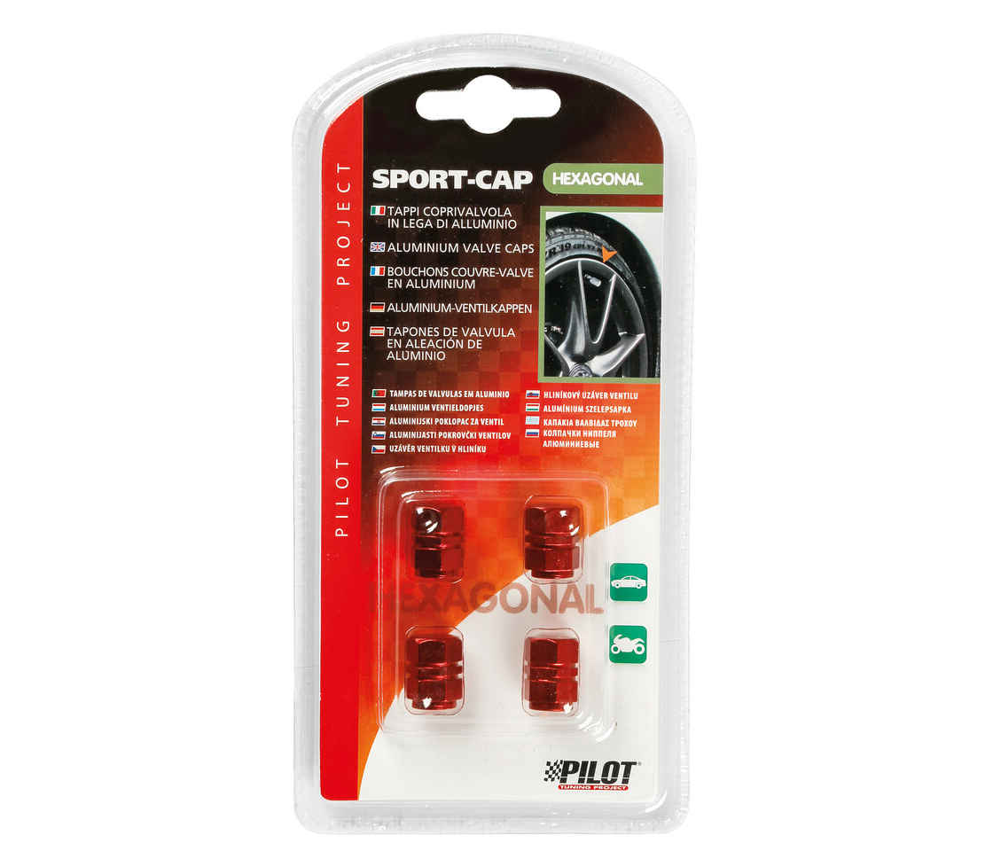 TAMPAS VÁLVULAS JANTE HEXAG VERMELHAS 02505 LAMPA