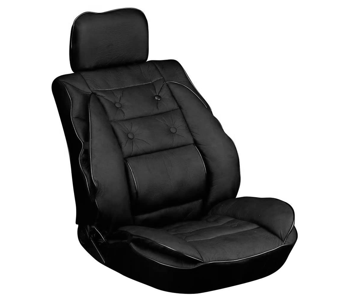 ALMOFADA DE BANCO COM APOIO LOMBAR PELE PRETA ALMOFADA DE BANCO COM APOIO LOMBAR PELE PRETA