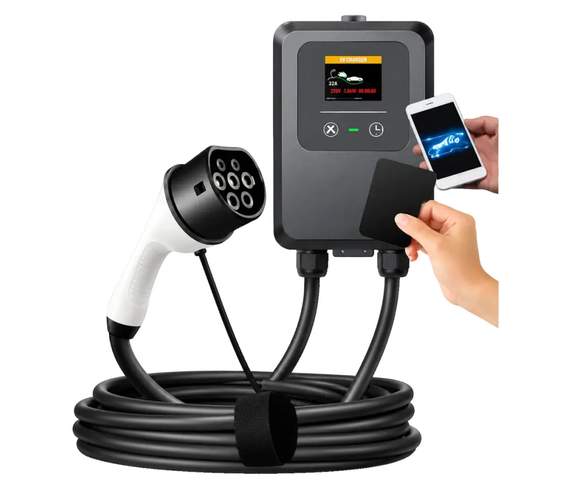 CARREGADOR CARRO ELÉTRICO / ESTAÇÃO CARGA 32A / 7KW / 10M / LCD / TIPO 2 / SEM FICHA COMPATÍVEL NFC E CARTÕES MAGNÉTICOS CARREGADOR CARRO ELÉTRICO / ESTAÇÃO CARGA 32A / 7KW / 10M / LCD / TIPO 2 / SEM FICHA COMPATÍVEL NFC E CARTÕES MAGNÉTICOS