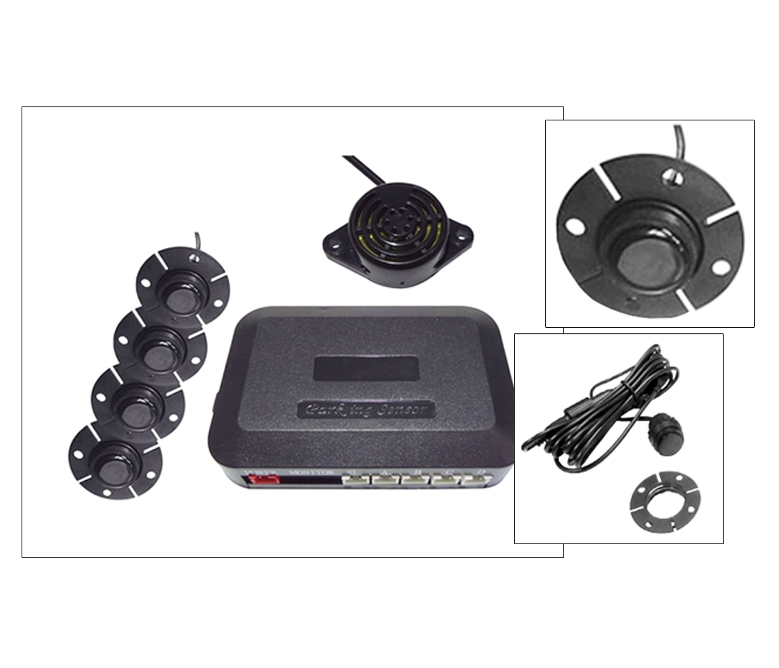 KIT 4 SENSORES ESTACIONAMENTO - SEM DISPLAY - PRETO - SENSOR TIPO ORIGINAL 