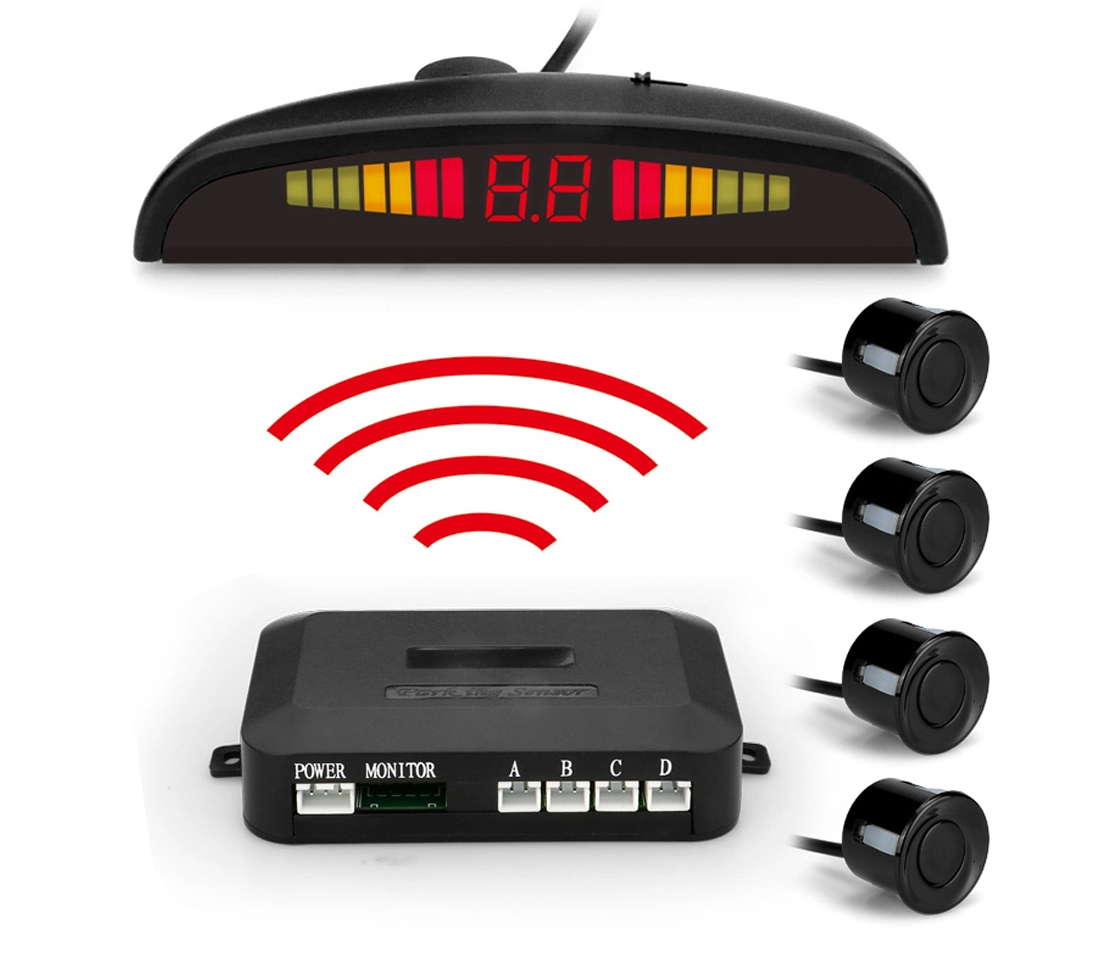KIT 4 SENSORES ESTACIONAMENTO - COM DISPLAY - PRETO - WIRELESS