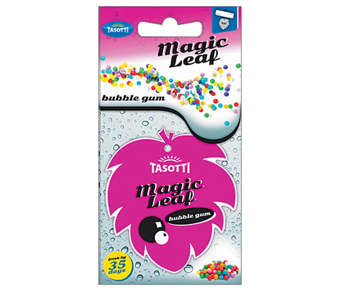 AMBIENTADOR TASOTTI MAGIC LEAF BUBBLE GUM PARA CARRO & CASA