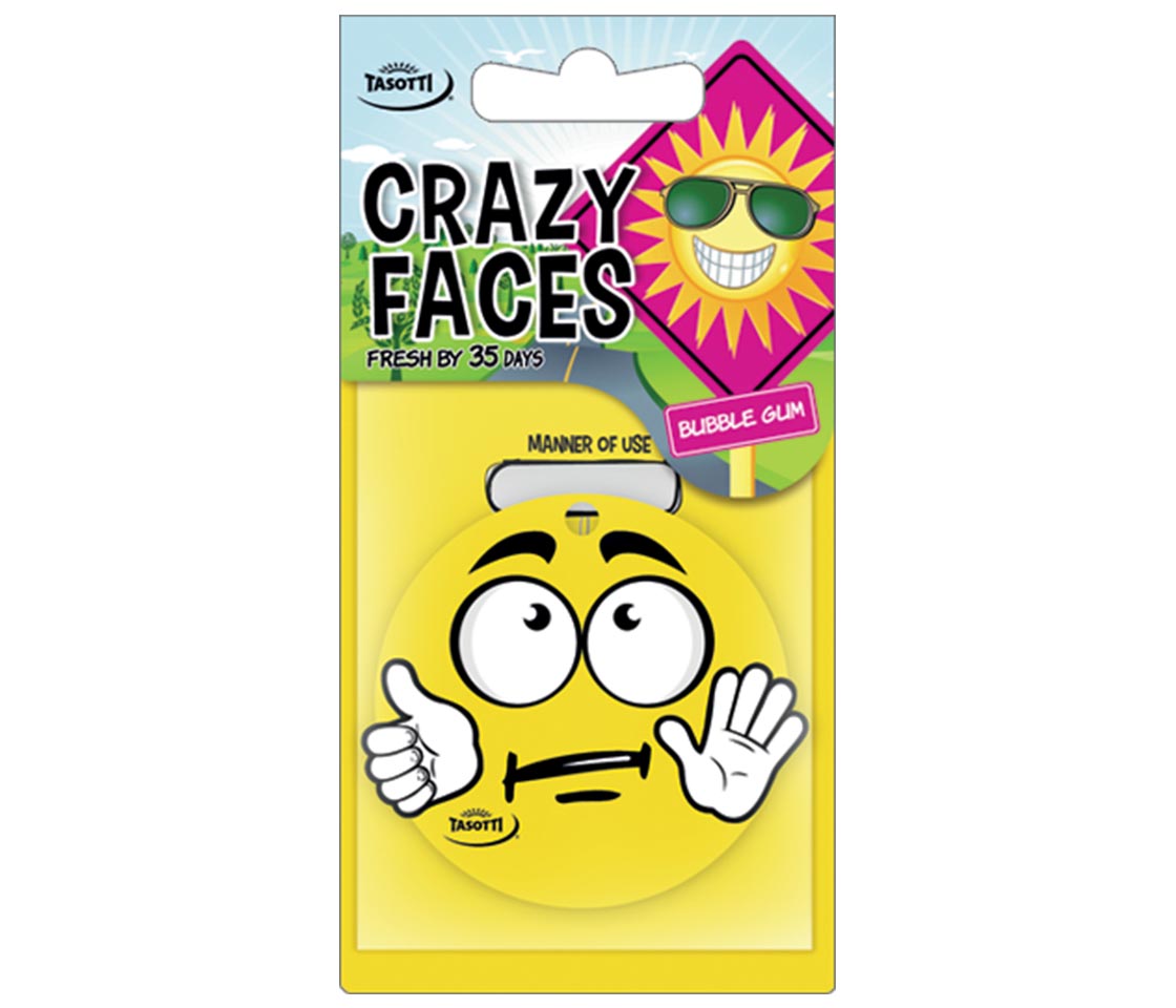 AMBIENTADOR TASOTTI CRAZY FACES BUBBLE GUM PARA CARRO & CASA