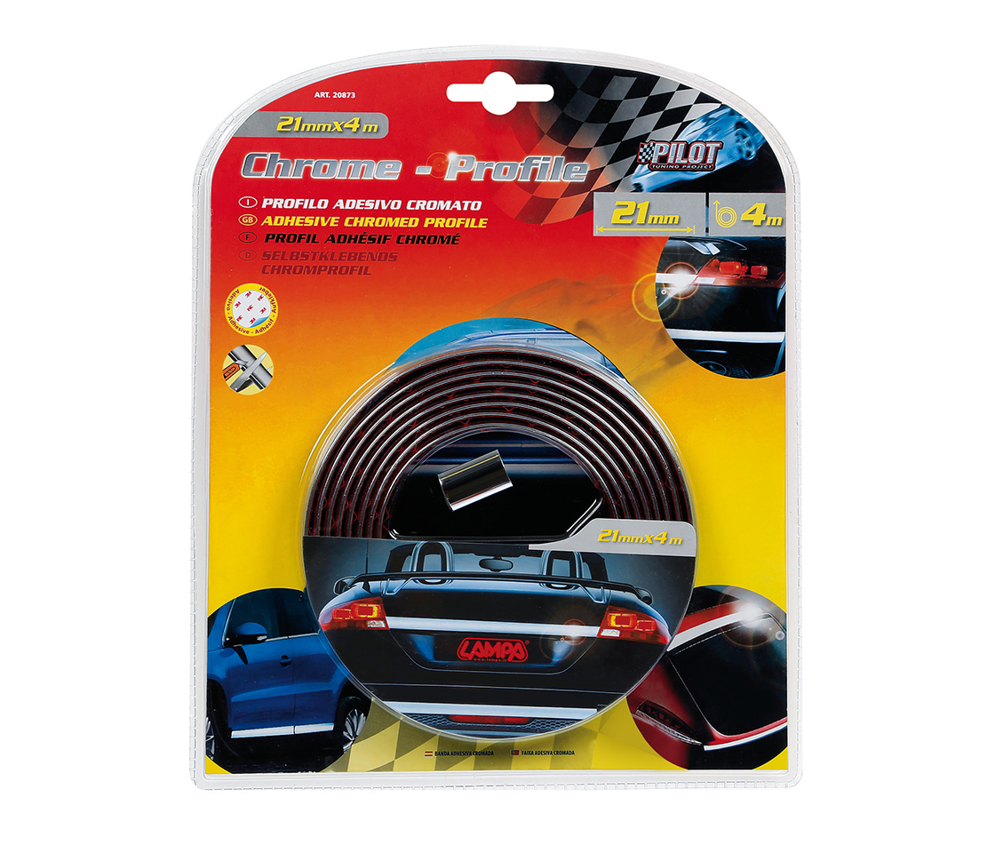 FITA ADESIVA DECORATIVA CROMADA 4 MT | 21MM 20873 LAMPA
