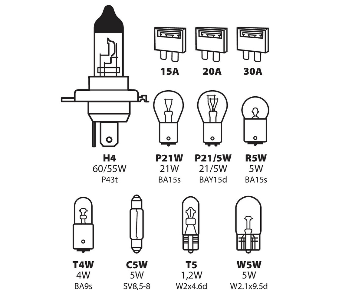 KIT LAMPADAS RESERVA H4 11PCS LAMPA