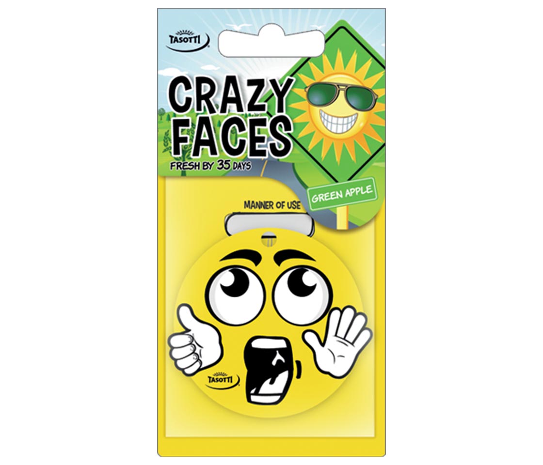 AMBIENTADOR TASOTTI CRAZY FACES GREEN APPLE PARA CARRO & CASA