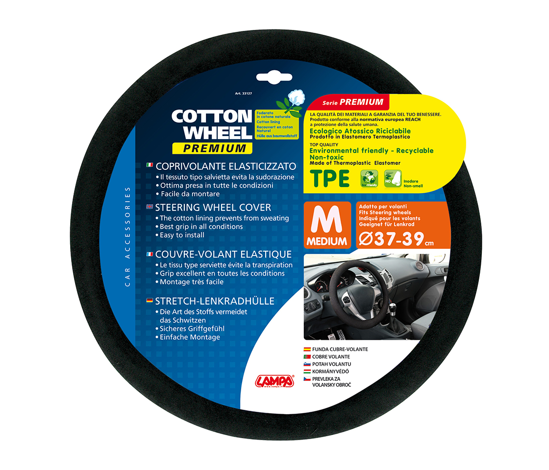 CAPA / PROTEÇÃO DE VOLANTE CARRO COTTON L 37/39CM 33127