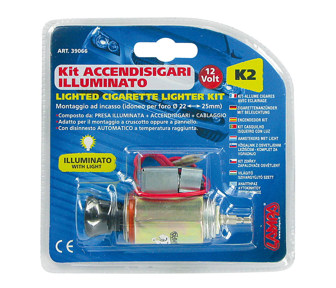 KIT ISQUEIRO COMPLETO ILUMINADO AUTO 12V 39066 LAMPA