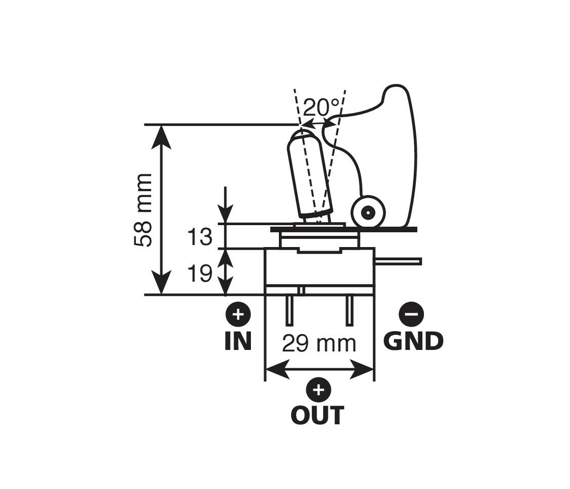 INTERRUPTOR TIPO SWITCH LED VERM.12V/24V 20A LAMPA