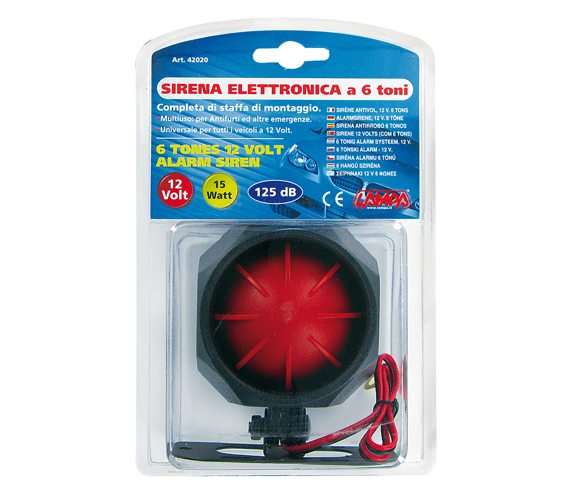 SIRENE ELETRONICA DE 6 TONS 12V 42020 LAMPA