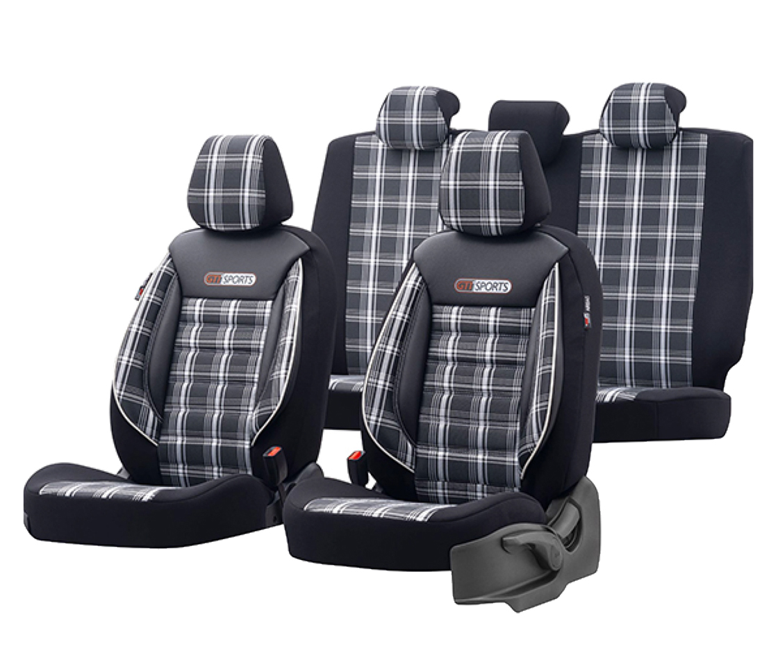 CAPAS DE BANCO PARA CARROS 5 LUGARES PRETAS / AZUL GTI SPORT