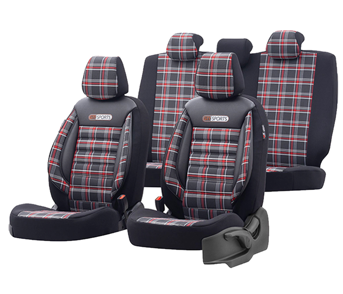 CAPAS DE BANCO PARA CARROS 5 LUGARES PRETAS / VERMELHO GTI SPORT