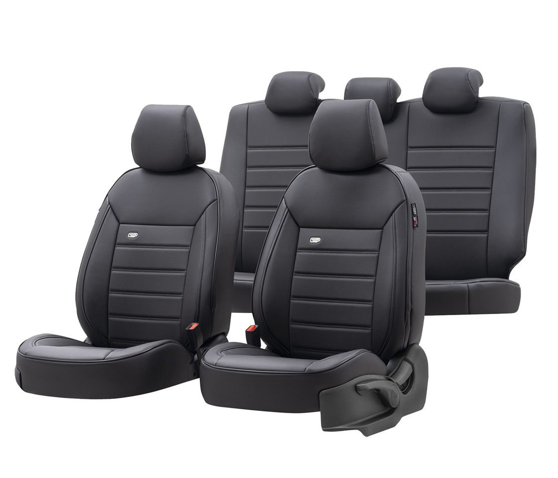 CAPAS DE BANCO PARA CARROS 5 LUGARES PRETAS PELE PREMIUM DESIGN