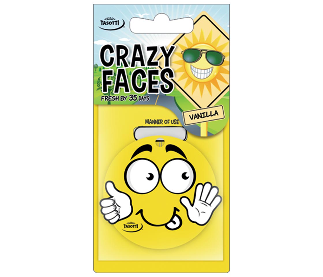 AMBIENTADOR TASOTTI CRAZY FACES VANILLA PARA CARRO & CASA