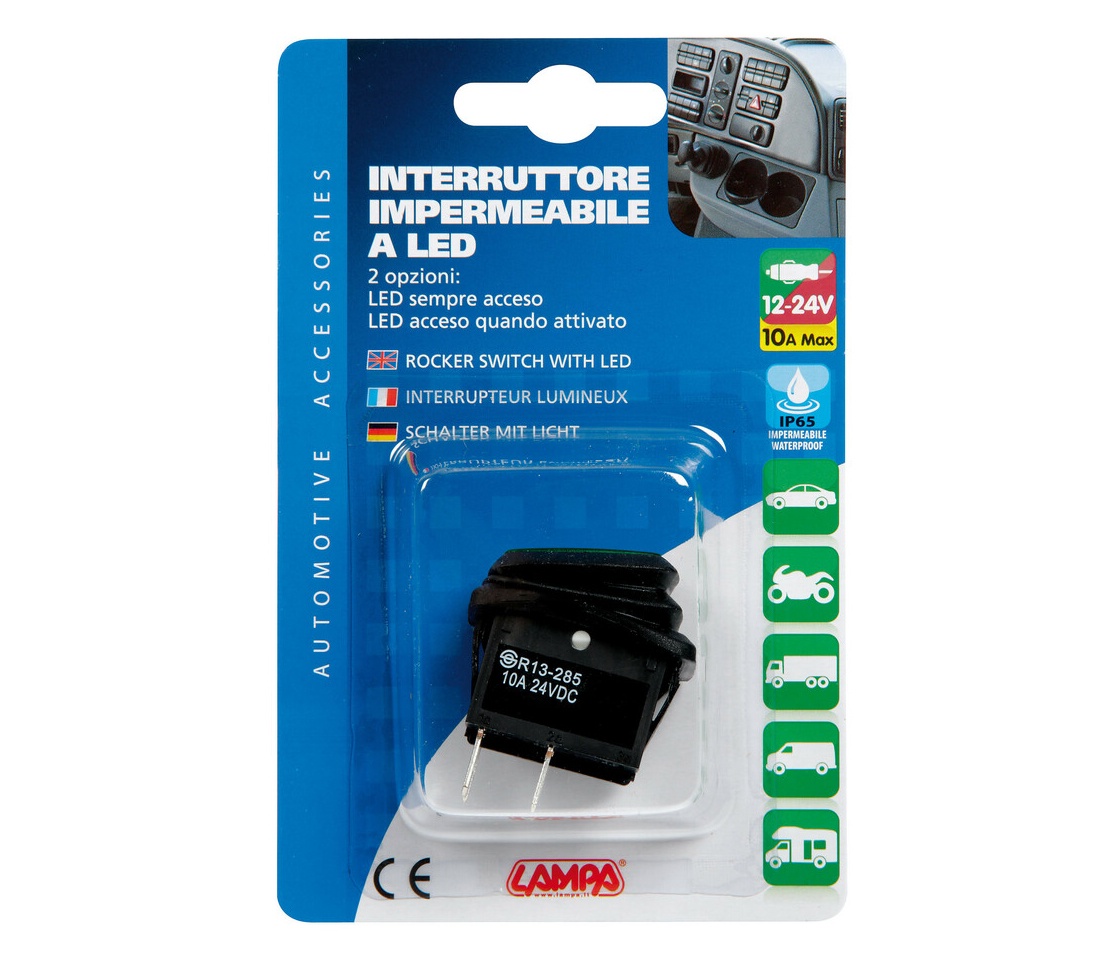 INTERRUPTOR IMPERMEAVEL LED VERDE 12/24V 45533 LAMPA