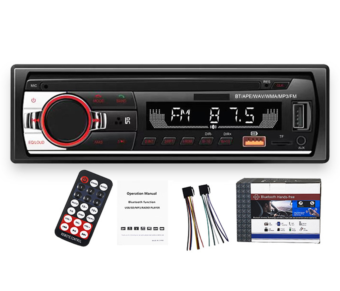 AUTO RÁDIO MP3 BLUETOOTH DUAL USB SINGLE RED