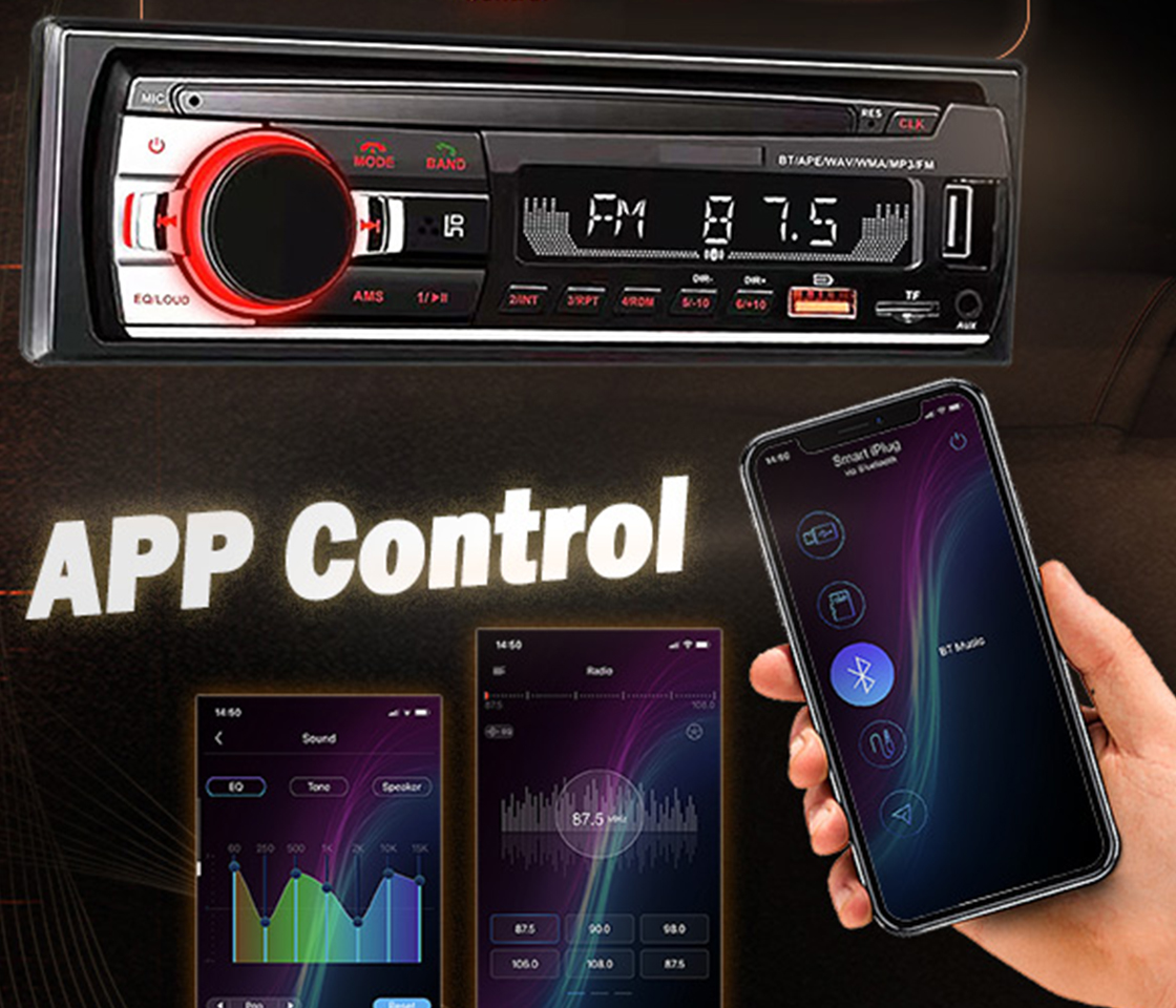 AUTO RÁDIO MP3 BLUETOOTH DUAL USB SINGLE RED