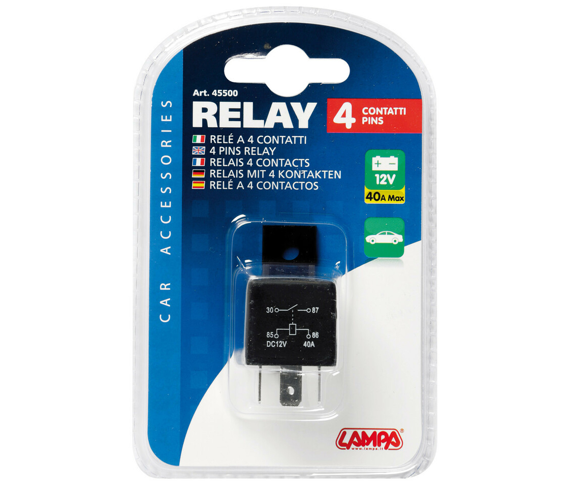 RELÉ UNIVERSAL 4 PINOS 12V 30A LAMPA
