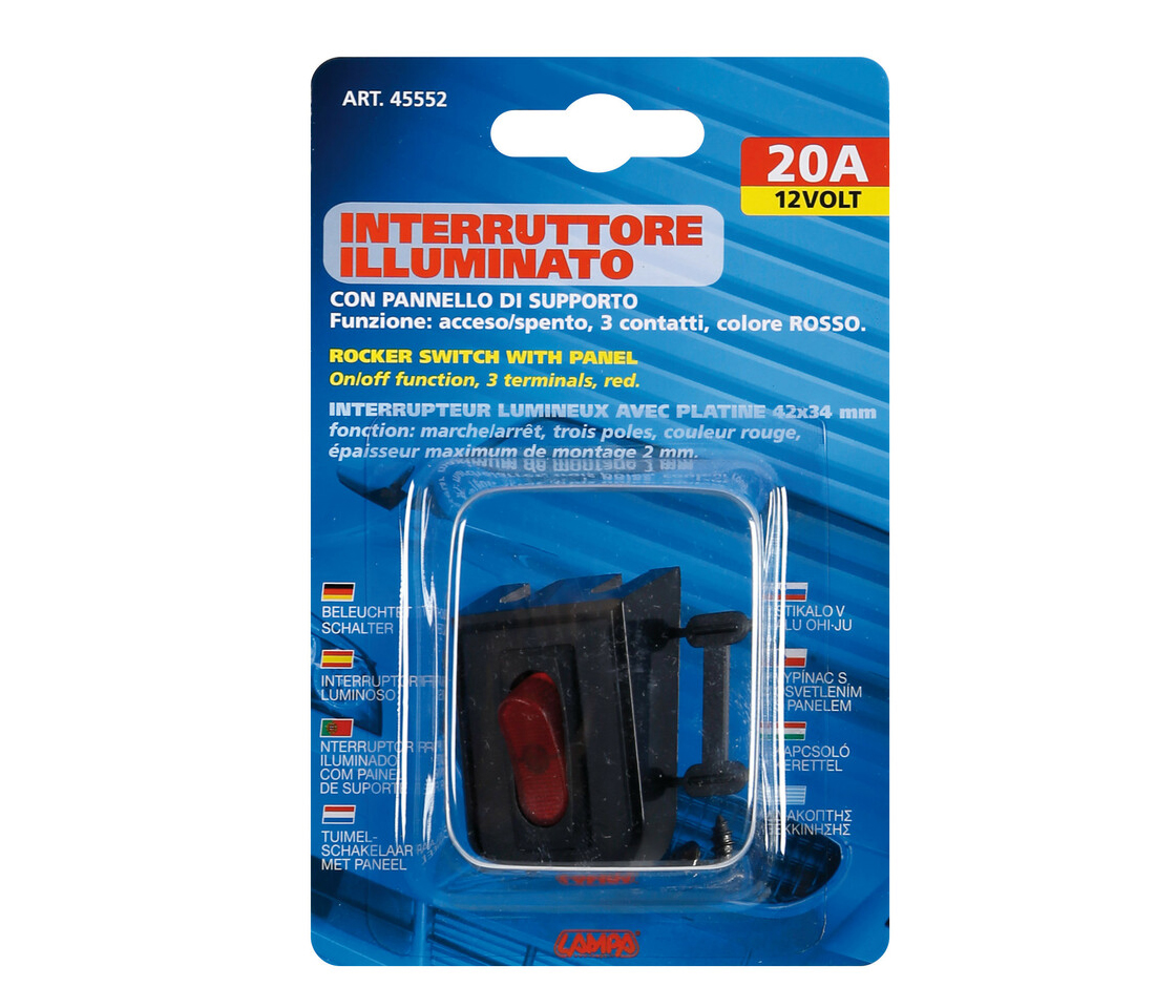 INTERRUPTOR UNIVERSAL 12V 20A 42X34MM 45552 LAMPA