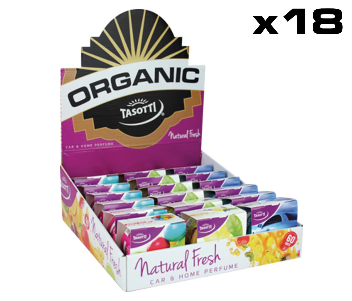DISPLAY 18 AMBIENTADORES TASOTTI ORGANIC PARA CARRO & CASA