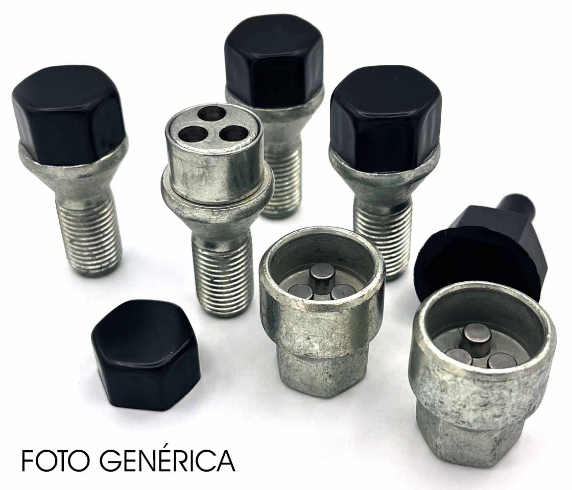 PERNOS SEGURANÇA / ANTI-ROUBO 12x1,5 L24 CH17 ESFÉRICOS [ L2 ] TAMPA PRETA STIL-BULL