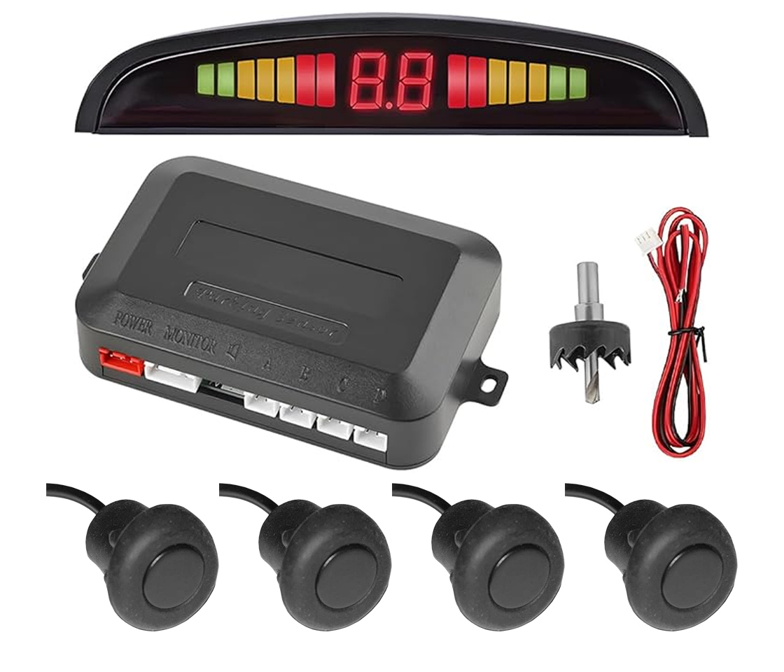 KIT 4 SENSORES ESTACIONAMENTO - COM DISPLAY - PRETO SENSORES BORRACHA KIT 4 SENSORES ESTACIONAMENTO - COM DISPLAY - PRETO SENSORES BORRACHA