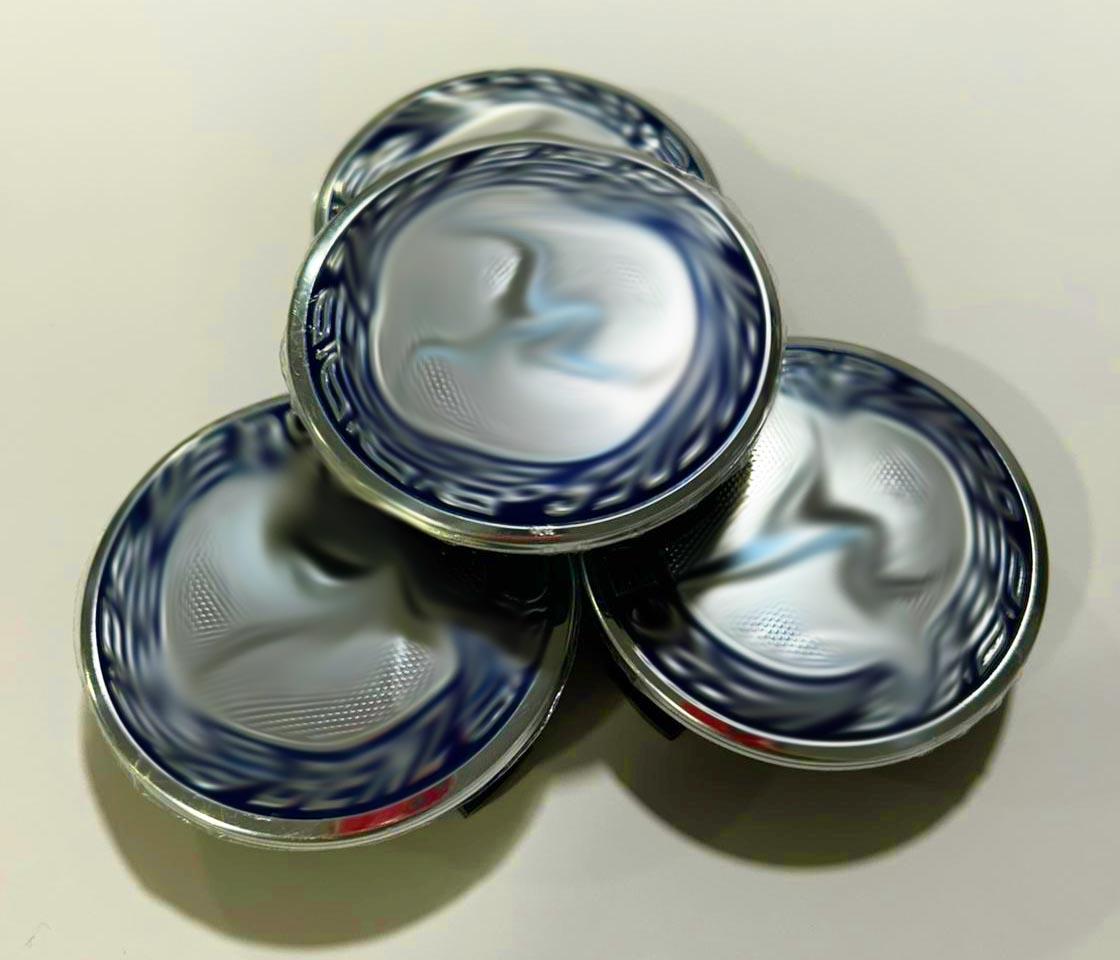 TAMPA CENTRO JANTE PLÁSTICA  MERCEDES TIPO ORIGINAL AZUL / CROMADO 3D 75MM