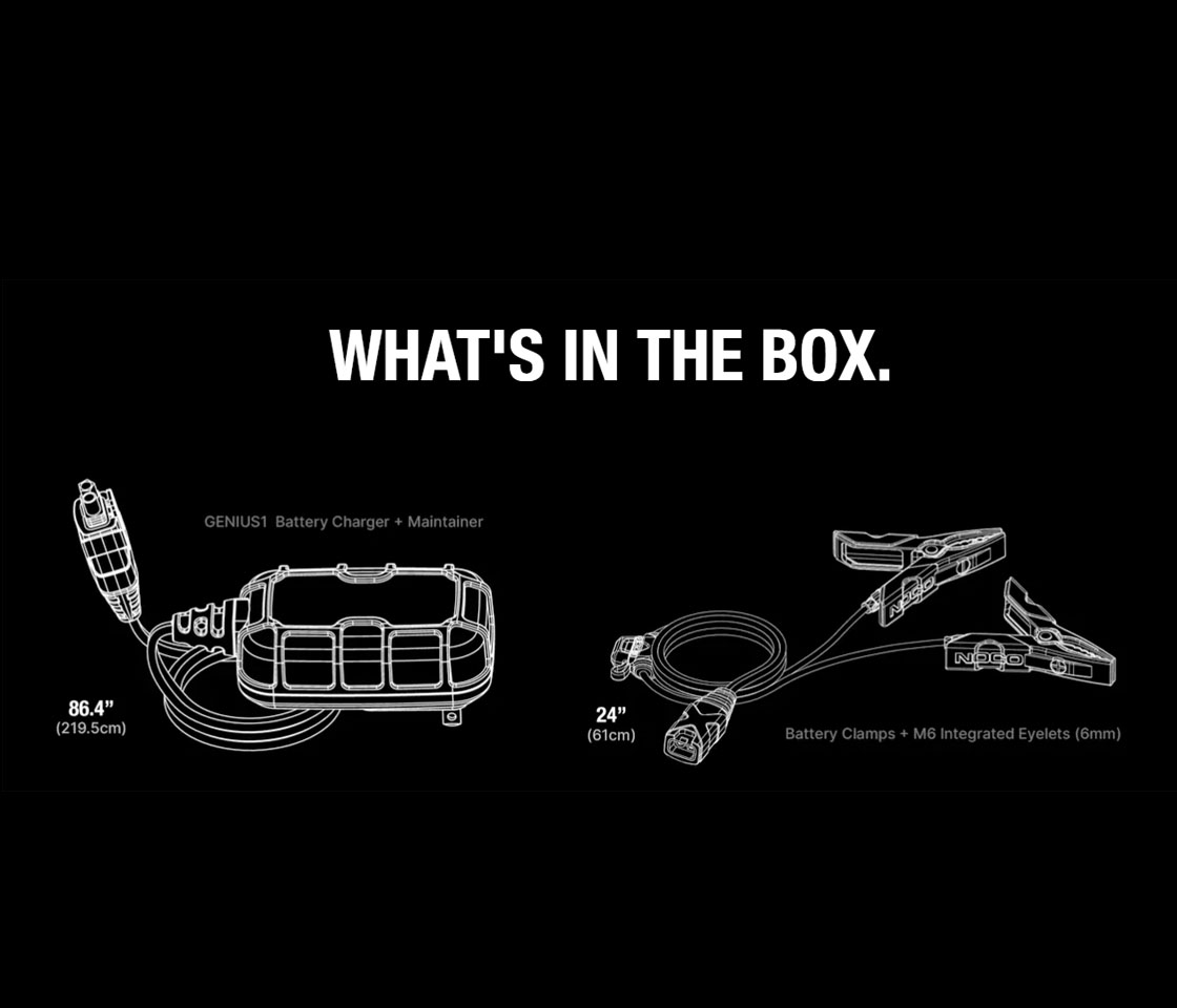 CARREGADOR INTELIGENTE BATERIAS 6 e 12V NOCO 1A GENIUS 1