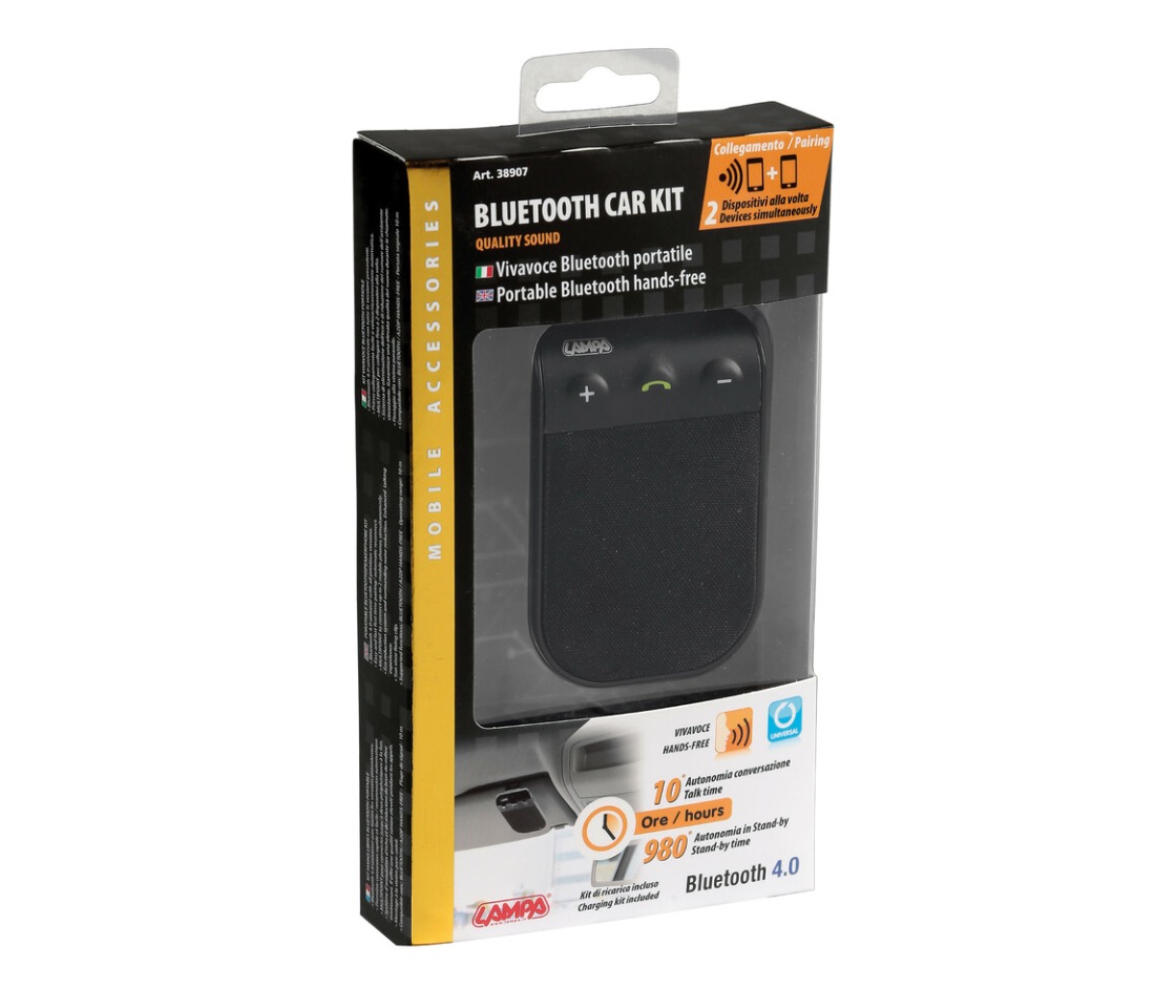 KIT MÃOS LIVRES PORTÁTIL BLUETOOTH 4.0 12/24V LAMPA 38907 