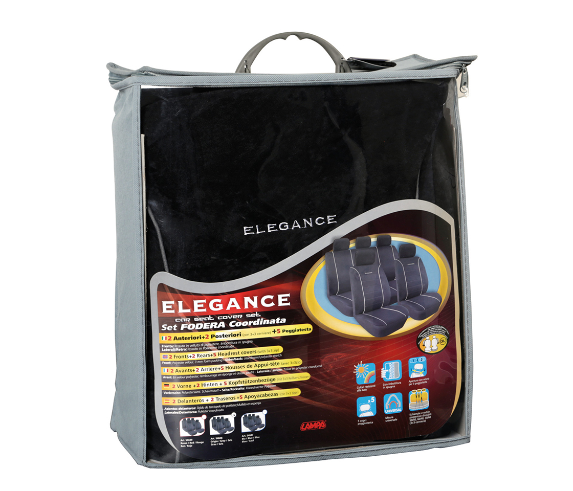 CAPAS DE BANCO PARA CARROS 5 LUGARES ELEGANCE PRETAS 54848 LAMPA