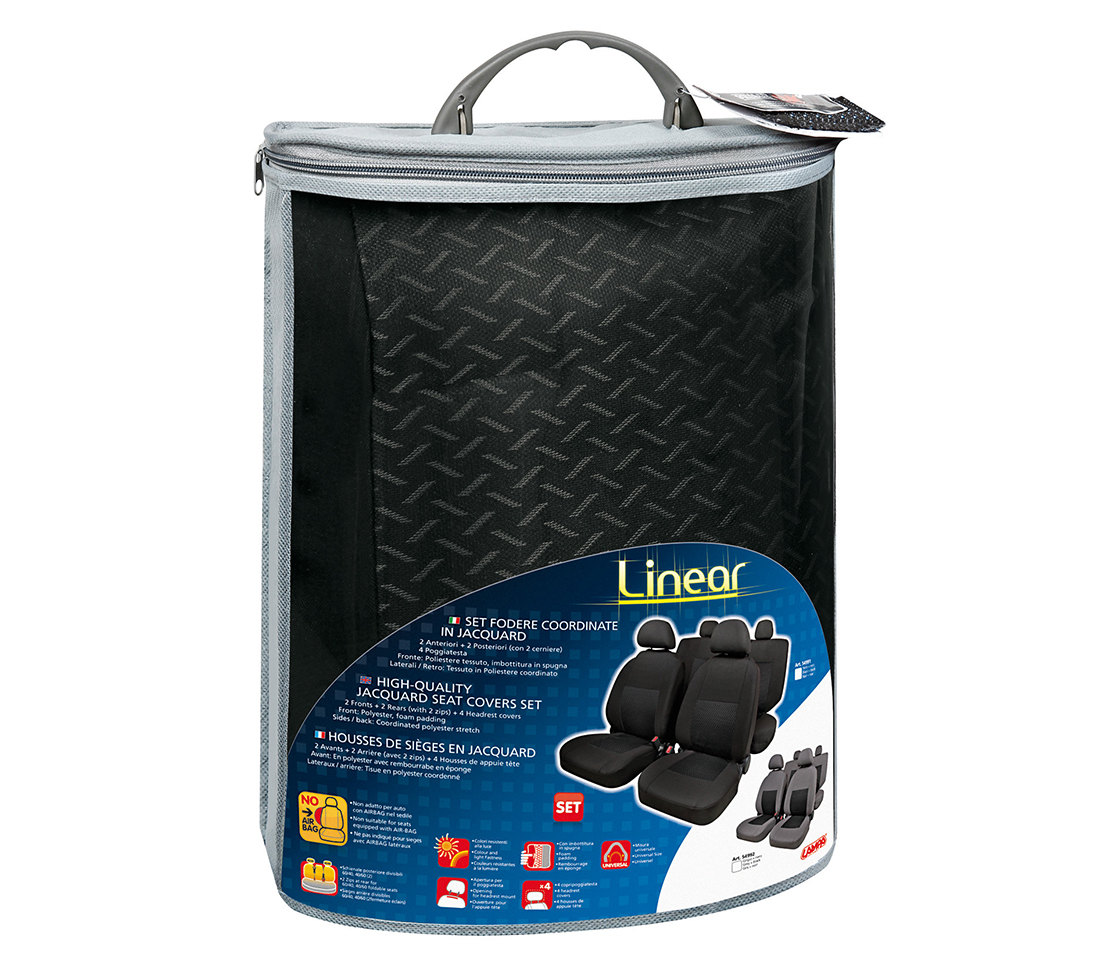 CAPAS DE BANCO PARA CARROS 5 LUGARES PRETAS LINEAR 54991 LAMPA