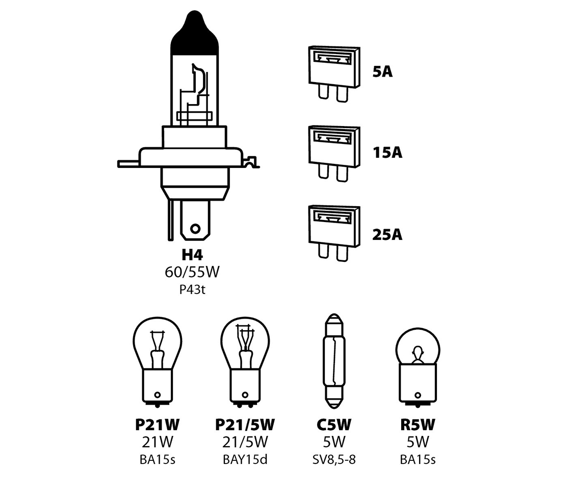 KIT LAMPADAS RESERVA H4 8PCS LAMPA