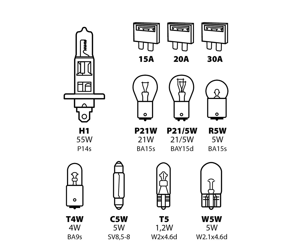 KIT LAMPADAS RESERVA H1 11PCS LAMPA