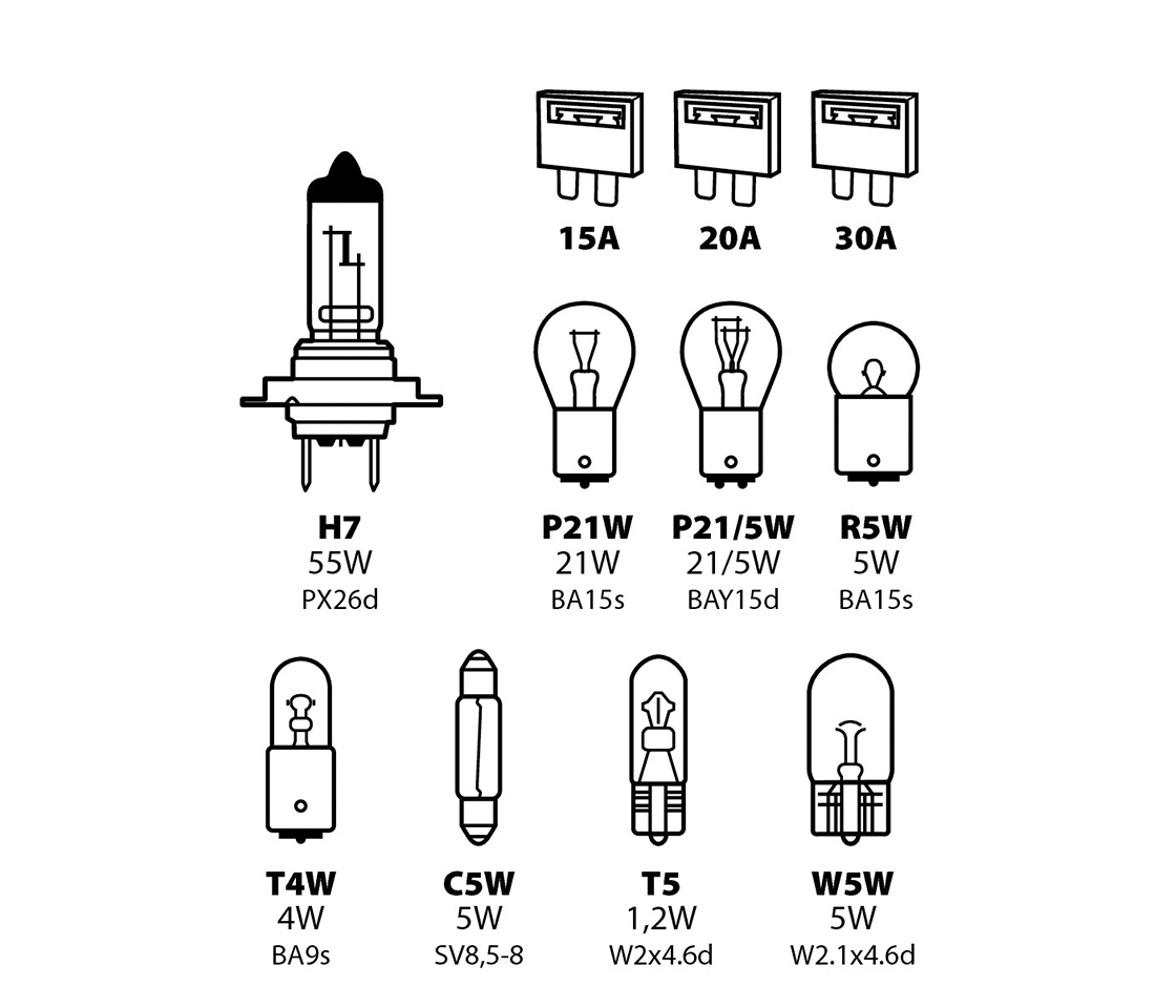 KIT LAMPADAS RESERVA H7 11PCS LAMPA