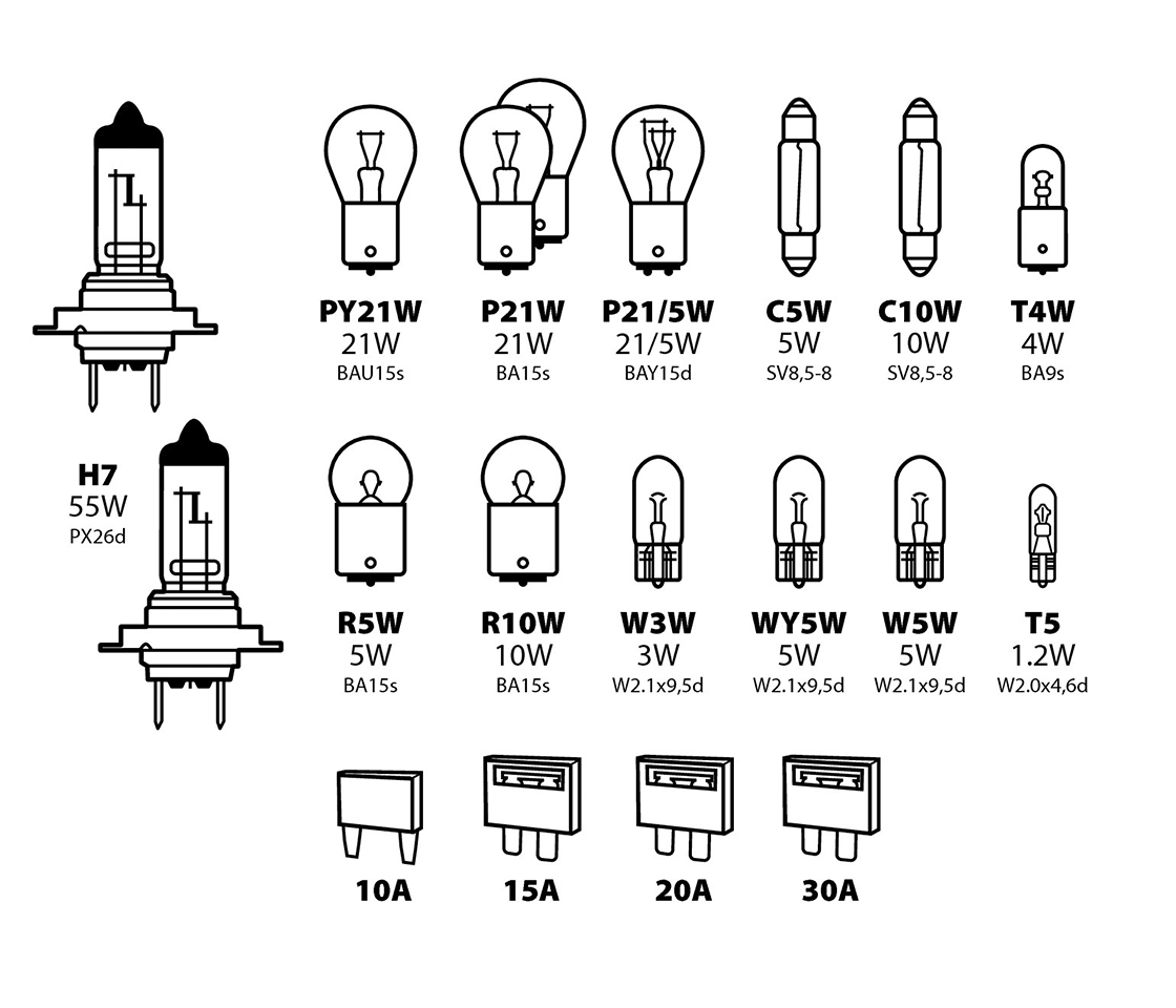 KIT LAMPADAS RESERVA H7 19PCS LAMPA