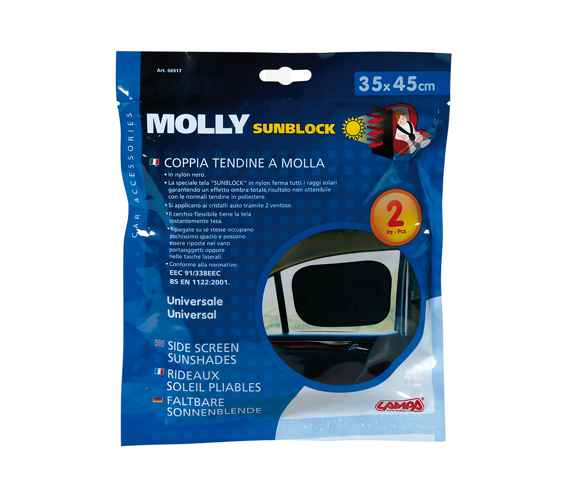 CORTINAS LATERAIS UNIVERSAIS PARA CARRO MOLY SONBLOCK, 35X45CM 66917 LAMPA