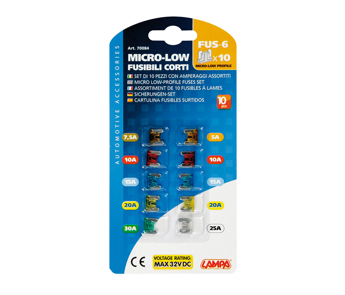 KIT 10 MICRO FUSÍVEIS PERFIL BAIXO 70084 LAMPA