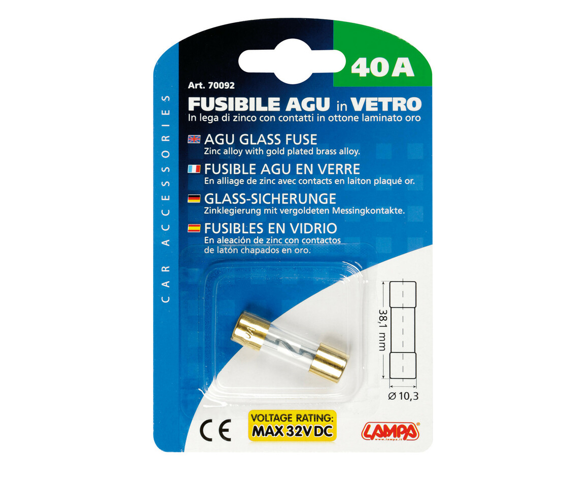 FUSÍVEL DE VIDRO AGU 12/32V 40A LAMPA