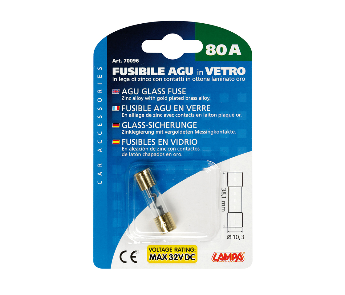 FUSÍVEL DE VIDRO AGU 12/32V 80A LAMPA