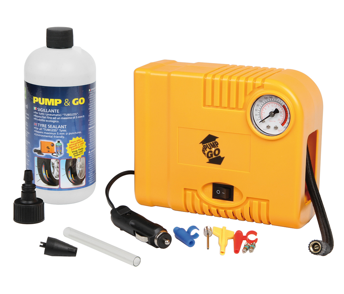 KIT REPARAÇÃO FURO PNEUS PUMP & GO 300 PSI COMPATÍVEL COM TPMS 72153 LAMPA