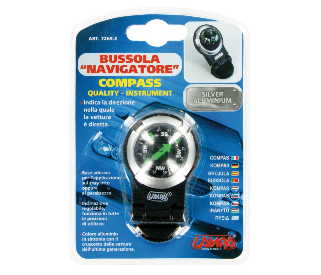 BÚSSOLA DE NAVEGAÇÃO ADESIVA COM BASE EM ALUMÍNIO LAMPA 72693
