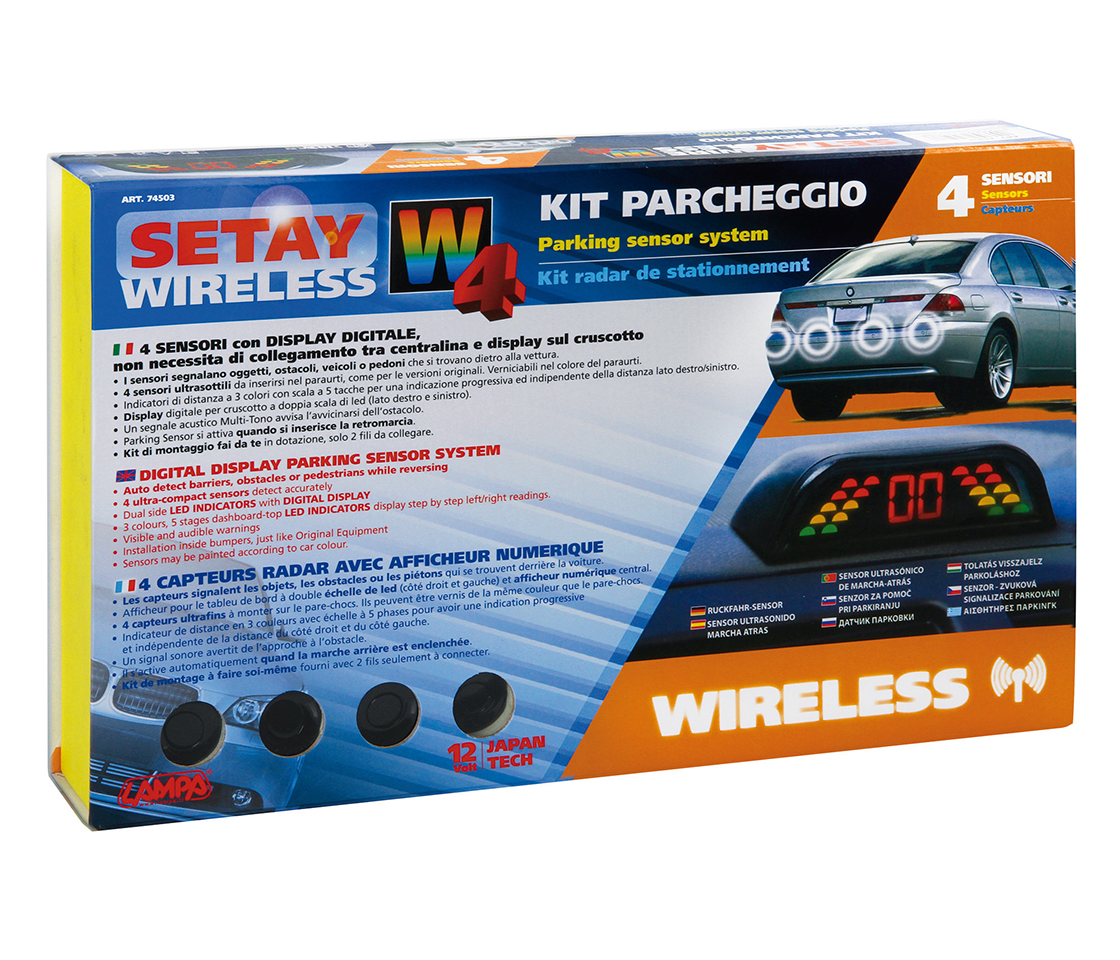 KIT 4 SENSORES ESTACIONAMENTO - COM DISPLAY - PRETO - WIRELESS 