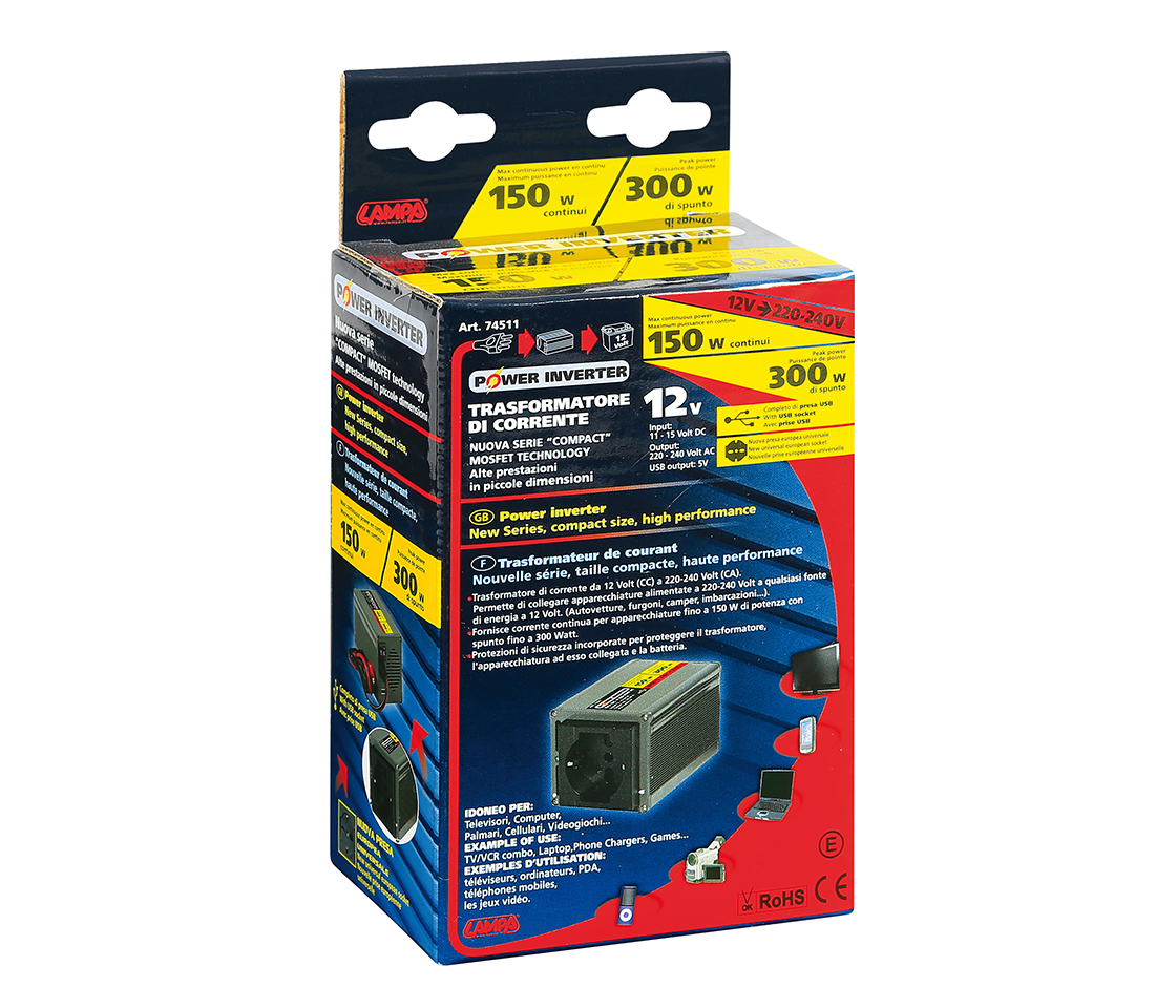 POWER INVERTER 12V MAX 150W 74511 LAMPA