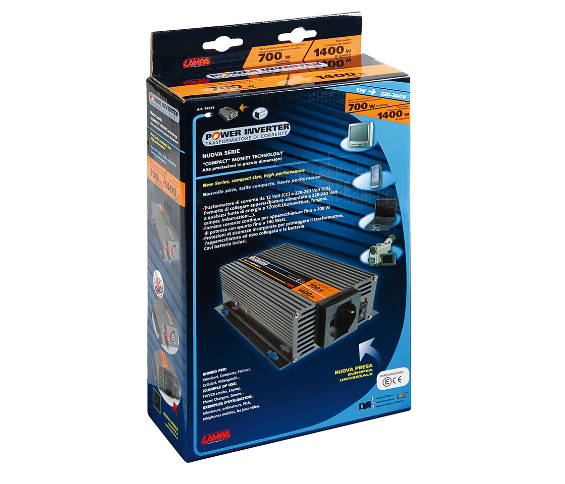 POWER INVERTER 12V 700W MAX1400W 74514 LAMPA